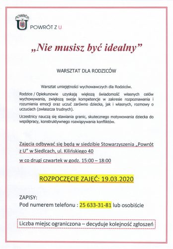 nie musisz być idealny - warsztat dla rodziców